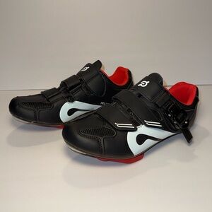 PELOTON Black Red Leather Cycling Shoes Women’s Size 39 US 8 Indoor Bike EXC